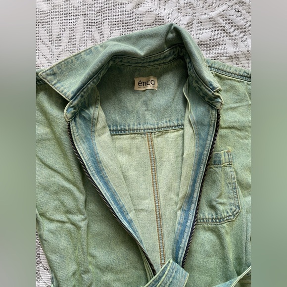 NWT ETICA Zeta Carpenter Denim Jumpsuit Womens S Zip Front Utility Workwear - Picture 3 of 16